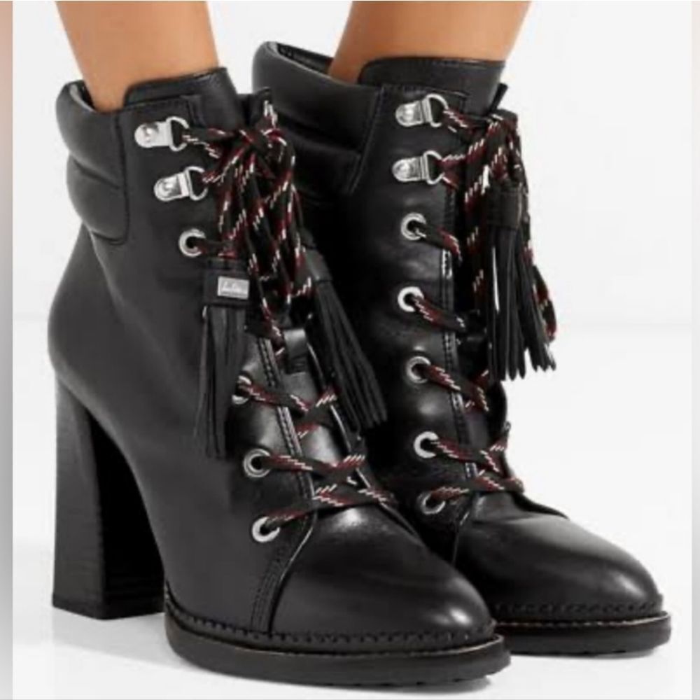 Sam Edelman 8 Black Heeled Boots with Red Accent Laces - NWOT